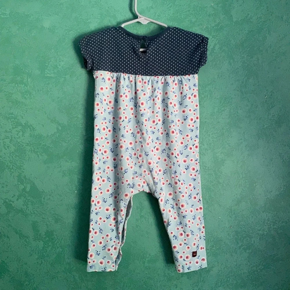 Tea Collection Baby Shorts & Romper Floral 6-12 M Cotton Infant Orange Blue Boho - Picture 6 of 6